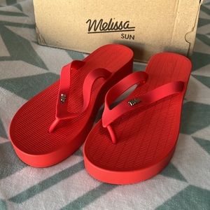NIB MELISSA RED PLATFORM SANDALS women’s 7
